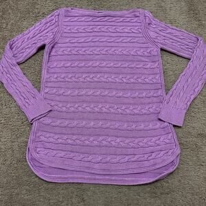 Ralph Lauren Size Small Cotton Cable Knit Lilac Boat Neck Sweater Top Women